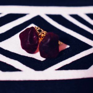 red garnet stud earrings NEW hand made